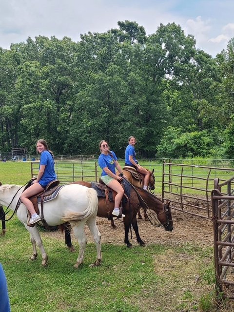 Girls horseback riding at Camp Niangua